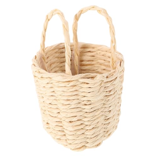 DECHOUS Mini-aufbewahrung Skorb Kleiner Aufbewahrungskorb Puppenhaus-minikorb Puppenhaus Wäschekorb Kleiner Korb Gemüsekorb Puppenhaus-lebensmittelkorb Mini-supermarktwagen Beige Rattan von DECHOUS