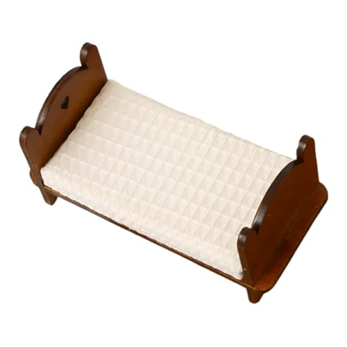 DECHOUS Mini-einzelbett Miniatur -schlafzimmermöbel Puppenhausbett Puppenstubenmöbel Puppenhaus-schlafzimmermöbel Holz Coffee von DECHOUS