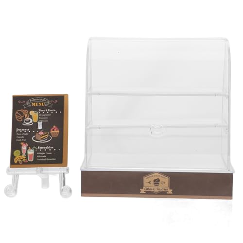 DECHOUS Miniatur Kuchenschrank Kit Puppenvitrine DIY Puppenhauszubehör Bild Puppenzubehör Figur Puppen Miniaturen Heimkuchen Kommode Puppenhäuser Regal Schwarzes Abs von DECHOUS