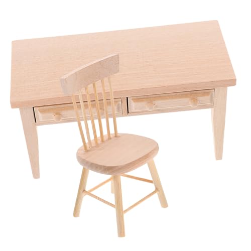 DECHOUS Miniatur Puppenhaus Möbel Holz Mini Schreibtisch und Stühle Retro Design Realistisches Miniaturmöbel für Wohnzimmer Schlafzimmer Dekoration und Kinderspielzeug DECHOUS Miniatur Puppenhaus Möbel Holz Mini Schreibtisch und Stühle Retro Design Realistisches Miniaturmöbel für Wohnzimmer Schlafzimmer Dekoration und Kinderspielzeug von DECHOUS