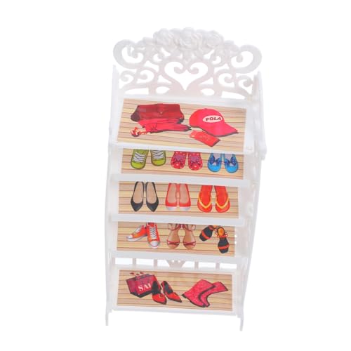 DECHOUS Miniatur Puppenhaus Schuhregal Mehrstöckig aus Kunststoff Mini Möbel für Puppenschuhe Aufbewahrung Praktisches Doll House Zubehör für Mädchen für Puppenhaus Schlafzimmer und DECHOUS Miniatur Puppenhaus Schuhregal Mehrstöckig aus Kunststoff Mini Möbel für Puppenschuhe Aufbewahrung Praktisches Doll House Zubehör für Mädchen für Puppenhaus Schlafzimmer und von DECHOUS