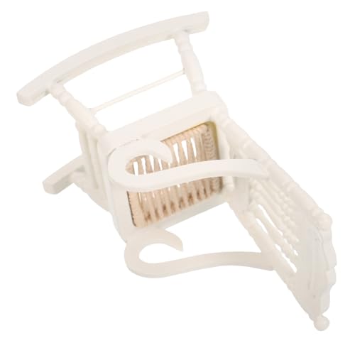 DECHOUS Miniatur Schaukelstuhl Puppenhaus Holz Weiß mit Seil Sitz Maßstab Kleine Dekoration für Puppenmöbel Wohnzimmer Zubehör DECHOUS Miniatur Schaukelstuhl Puppenhaus Holz Weiß mit Seil Sitz Maßstab Kleine Dekoration für Puppenmöbel Wohnzimmer Zubehör von DECHOUS