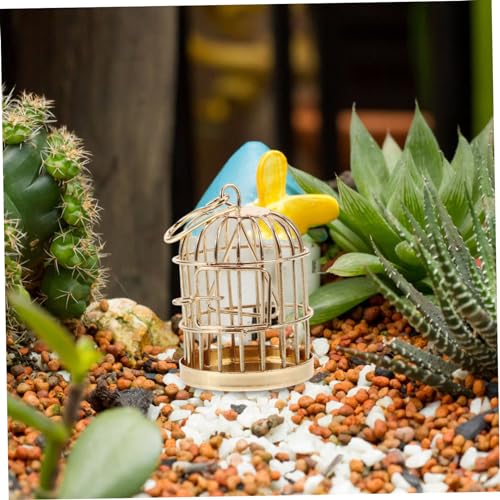 DECHOUS Miniatur Vogelkäfig Dekoratives Metallmodell Halbgeschlossener Hängender Vogelkäfig für Puppenhäuser Mikrolandschaft Frühlingsdeko Zubehör von DECHOUS