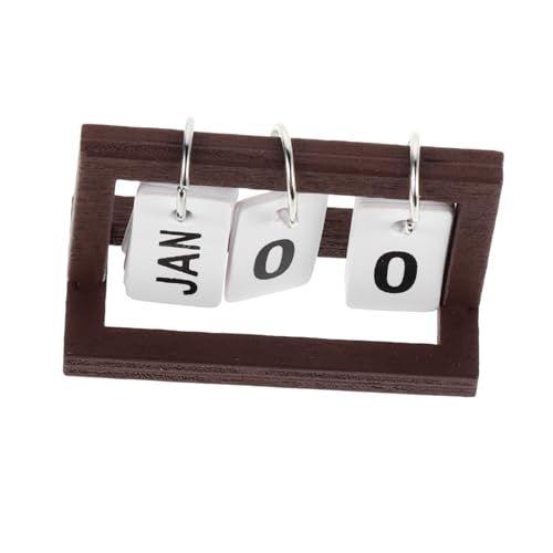 DECHOUS Miniatur-holzkalender Für Puppenhaus, Kleiner Tischkalender, Puppenhaus-Dekoration, Ideal Für Kleine Tischkalender Und Puppenhaus-büro-Dekoration, Kaffeebraun von DECHOUS