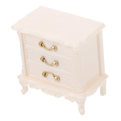 DECHOUS Miniaturmöbel Mini-hausschrank Mini-puppenhausschrank Puppenhausdekor Kleines Kommodenmodell Puppenhaus Schlafzimmer Schrank Bücherregal Minischrank Vitrine Plastik Weiß von DECHOUS