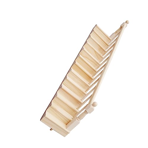 DECHOUS Miniaturtreppe aus Massivem Holz mit Handlauf DIY Puppenhaus Zubehör Teiliges für und Puppenhaus Dekoration Realistische Mini Holztreppe für Spielhaus und Garten von DECHOUS