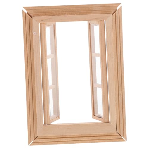 DECHOUS Minifenster für kinderspielzeug Dekoration Toys holzmöbel Zubehör Steht Miniatur Puppe Fensterdekoration Mini-Fenstermodell Mini-Hausschmuck hölzern von DECHOUS