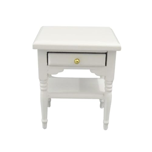 DECHOUS Nachttischform flurmöbeln Bed Table Toy Bed Sheet nachttische Bedside Tables dollhaus Kinderzimmer Holzspielzeug Kleinkindmodell Nachttisch Modell Bambus Weiß von DECHOUS