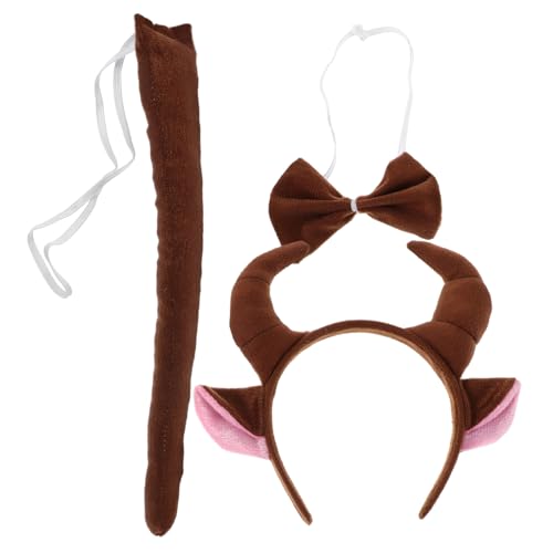DECHOUS Niedliches Kuhkostüm Set Bull Horns Stirnband mit Schleife und Tierkostüm Zubehör für Karneval Halloween Weihnachten Verkleidung von DECHOUS