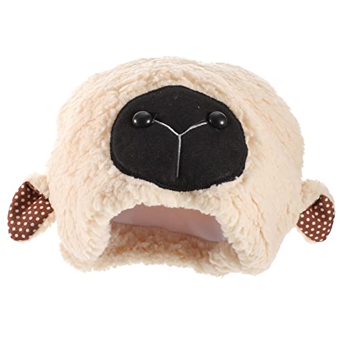 DECHOUS Plüschiger Schafsohr Hut aus Weichem Lammfellimitat Lustige Tiermütze als Fotorequisite Wärmendes Niedliches Cosplay Accessoire für Karneval Halloween Weihnachten und Partys von DECHOUS