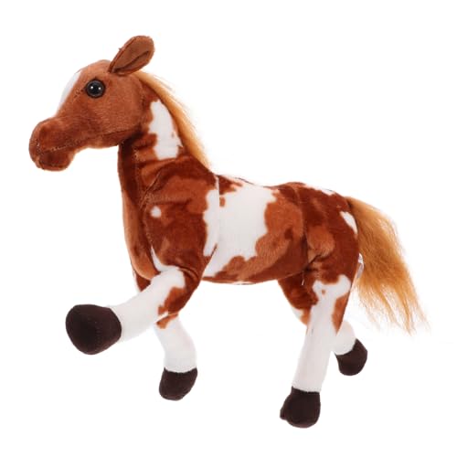 DECHOUS Ponypuppe Plüschpferd Stoffpferd Pferdchen Deko Kuschelpferd Pferdchen Plüschtier bequemes Stofftier Kuscheltier Plüschpuppe kurzer Plüsch Light Brown von DECHOUS