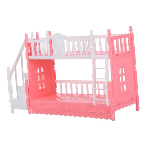 DECHOUS Prinzessin Puppenbett Puppenhausmöbel Puppenhauszubehör vorgeben Koje klein puppenbett puppenbettchen puppenmöbel Mini-Etagenbettmodell Mini Möbelmodelle Abs Rosa von DECHOUS