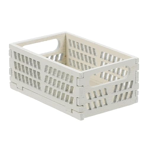 DECHOUS Puppenhaus-Aufbewahrungsbox holztruhe klein kleine holzbox Box puppenhaus deko Toy Box Miniatur Aufbewahrungskorb Minikisten dekorativ Minikisten zum Basteln hölzern Weiß von DECHOUS