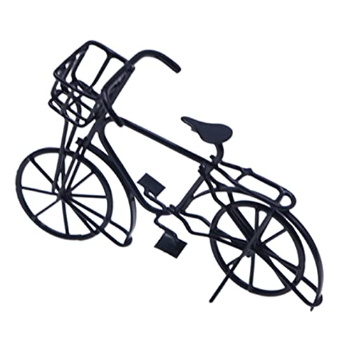 DECHOUS Puppenhaus Fahrrad Fingerbike-Modell Desktop-simuliertes Fahrradmodell Lebensechter Fahrradschmuck Mini-Fahrrad Vintage Fahrradmodell Miniatur-fahrradornament Metall Black von DECHOUS