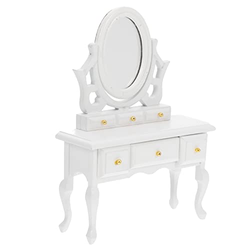 DECHOUS Puppenhaus Kommode Kleiner Modell Schminktisch Simulation Schminktisch Mini Schminktisch Mini-möbel Schminktisch Mini-kommode Ornament Miniatur Schminktisch Birke Weiß von DECHOUS