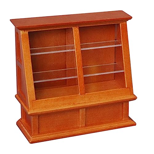 DECHOUS Puppenhaus Möbel Mini Dessert Vitrine Gelbholz Farbton Realistische Textur Zubehör von DECHOUS