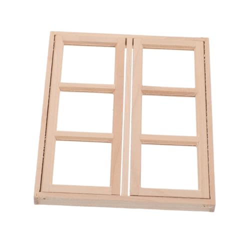 DECHOUS Puppenhaus-Tür- und Fenstermodell Kabine Dekoration Häuser gebaut Miniaturen Puppenhaus-Holzfenster Miniatur-Fensterrahmen aus Holz Puppenhaustüren Minihaus aus Holz hölzern Khaki von DECHOUS