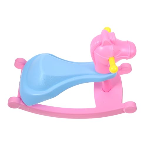 DECHOUS Puppenzubehör Schaukelpferd- Mini-schaukelpferd Puppenhausmöbel Und Zubehör Miniatur-schaukelpferd-Modell Mini-zubehör Puppen-schaukelpferd-Modelle Szenenstütze Rosa Plastik von DECHOUS