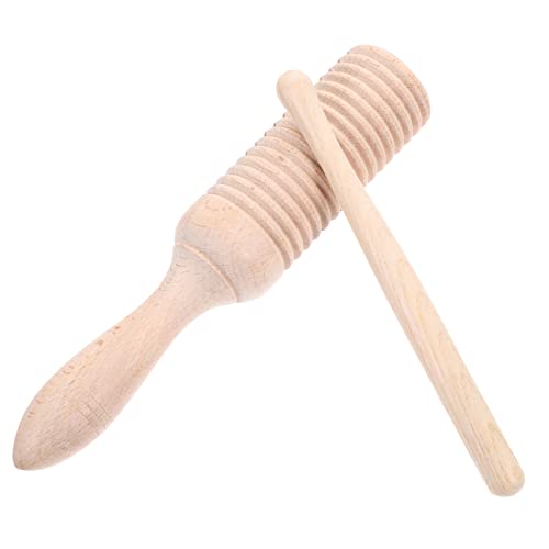 DECHOUS Rassel Trommel Musikspielzeug Musiktonblock Lufthorn Flötenspiele Guiro Instrument Ukulele Instrument Musik Schlagblock Instrumente Pädagogisches Holz Guiro von DECHOUS