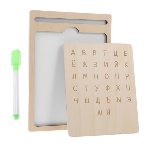 DECHOUS Russisches Schreibtafelspielzeug Zeichenbrett Schreibübungen Für Kleinkinder Buchstaben des Alphabets Zeichenblock Handschrifttafel Montessori-Lernen Montessori-Brett Holz Beige von DECHOUS
