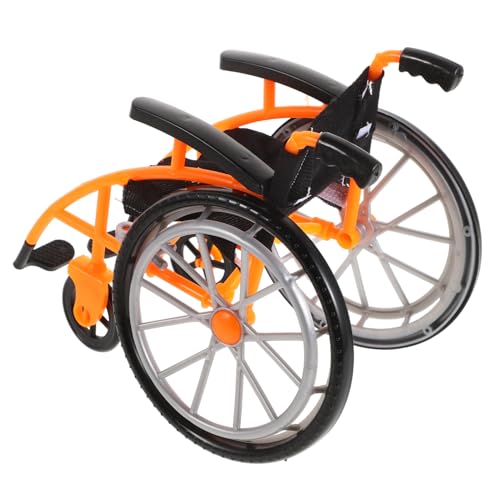 DECHOUS Spielzeugrollstuhl Rollstuhl für Babypuppen Faltbare krücken Faltbarer Rollstuhl Rollstuhl mini Rollstuhl Puppenstubenmöbel Mini-Puppenhauszubehör Plastik Orange von DECHOUS