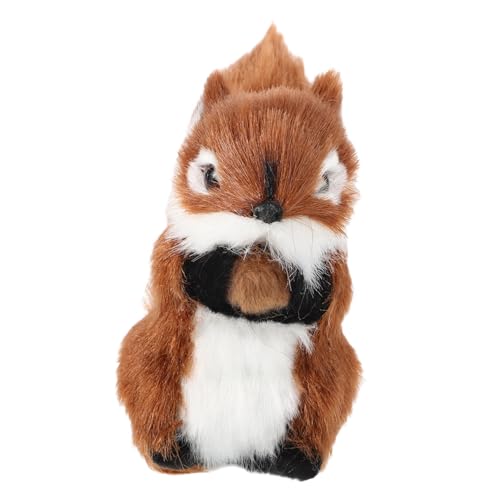 DECHOUS Stofftiermodell Eichhörnchen Plüsch Simulationstiermodell-Ornamente Kleines Pelziges Eichhörnchen Mini-Waldtiere Eichhörnchenfigur Realistisches Eichhörnchen Brown Kunstpelz von DECHOUS