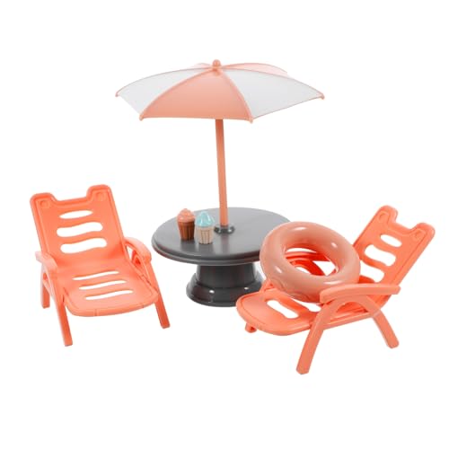 DECHOUS Strandkorb-Set sandspielzeug strandspielzeug dollhouse zubehör Strand Szene Modell beach house deko Hüpfbälle für Bausätze Strandtisch-Modell Mini-Hausverzierung Abs von DECHOUS