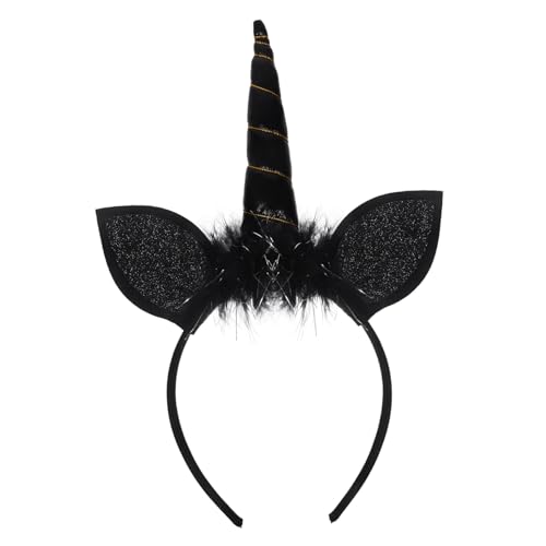 DECHOUS Unicorn Haarreif Schwarz Leichtes Party Haarband Cosplay Kopfbedeckung für Mädchen Kostüm Party Headdress von DECHOUS