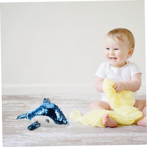 DECHOUS Weiches Delfin Kuscheltier mit Pailletten Plüsch Stofftier aus PP Baumwolle Niedliches Meerestier für Kuscheliges Schlaf und Begleittier Dekoratives Tier Plüschtier Blau von DECHOUS