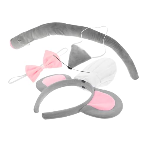 DECHOUS Einzigartiges Mausohren-stirnband Nase Fliege Set Tierhaarband Kostüm für Karneval Halloween Cosplay Event von DECHOUS
