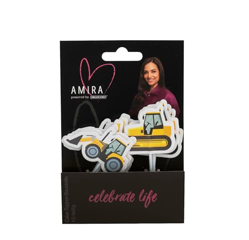 AMIRA powered by decocino - Cake Topper Baustelle 12-tlg - ideal als Deko für Kuchen, Muffins und Torten, Jungsdeko, Bagger, Traktor, Muffintopper, Deko, Dekoration Geburtstag, Party AMIRA powered by decocino - Cake Topper Baustelle 12-tlg - ideal als Deko für Kuchen, Muffins und Torten, Jungsdeko, Bagger, Traktor, Muffintopper, Deko, Dekoration Geburtstag, Party von DECOCINO