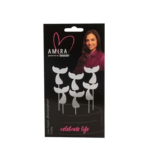 AMIRA powered by decocino - Cake Topper Meerjungfrau 6-tlg - silber, glitzer, ideal für Muffins, Kuchen und Torten, Geburtstag, Party, Hochzeit, JGA AMIRA powered by decocino - Cake Topper Meerjungfrau 6-tlg - silber, glitzer, ideal für Muffins, Kuchen und Torten, Geburtstag, Party, Hochzeit, JGA von DECOCINO