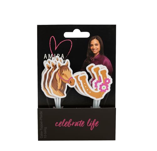 DECOCINO meets AMIRA - Cake Topper Pferde 12-tlg - Geburtstags topper, Muffin Deko, Tortendekoration, Pferde, Hufeisen, Mädchen, Party, Geburtstag von DECOCINO
