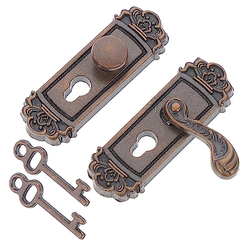 DECOMELODY 1 Satz puppenhaus türschloss für kinderspielzeug Toys for spielzeuge Kid Toys Miniaturmodelldekoration Miniatur-Retro-Türschlossmodell Legierung Coffee von DECOMELODY