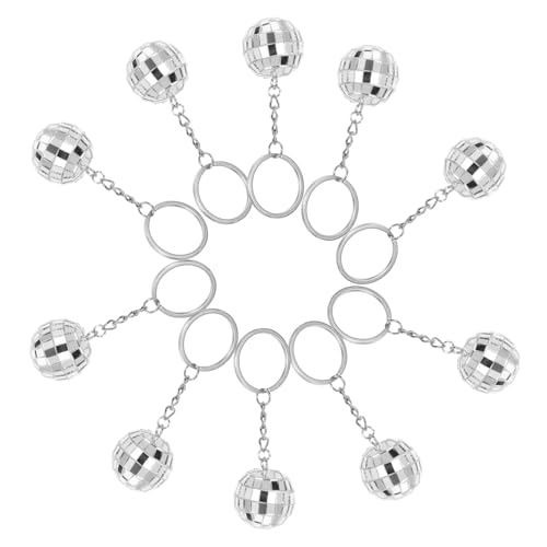 DECOMELODY 10 Stück Kleine Disco Kugel Schlüsselanhänger aus Glas Spiegelkugel Anhänger für Taschen und DIY Kreative Weihnachtsbaum Deko und Party Accessoire von DECOMELODY
