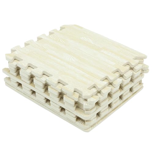 DECOMELODY 10 Stück Teiliges Eva Schaumstoff Puzzle Bodenmatte mit Holzmaserung rutschfest Atmungsaktiv und Hautfreundlich Krabbelmatte für Wohnzimmer und Schlafzimmer Bodenschutzmatte von DECOMELODY