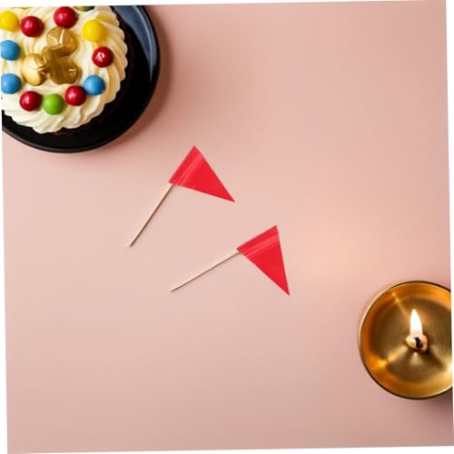 DECOMELODY 100 Stück Kleine Rote Zahnstocher Flaggen Dreieckig Stabile Food Flags für Obst Cupcakes Vorspeisen Sichere Lebensmittelqualität Dekorative Partyzubehör von DECOMELODY