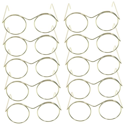 DECOMELODY Miniatur-brillenset 10-teilig Metalldrahtrahmen Keine Glaslinsen Für Puppen Bastelprojekte Und Sammler Puppenmode von DECOMELODY