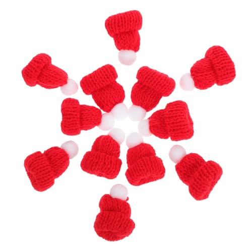 DECOMELODY 12 Stück Mini Weihnachtsmützen zum Basteln Rote DIY Wollmützen für Weihnachtsdeko Weiche Strapazierfähige Mini Hüte für Handwerk und Festliche Dekoration von DECOMELODY