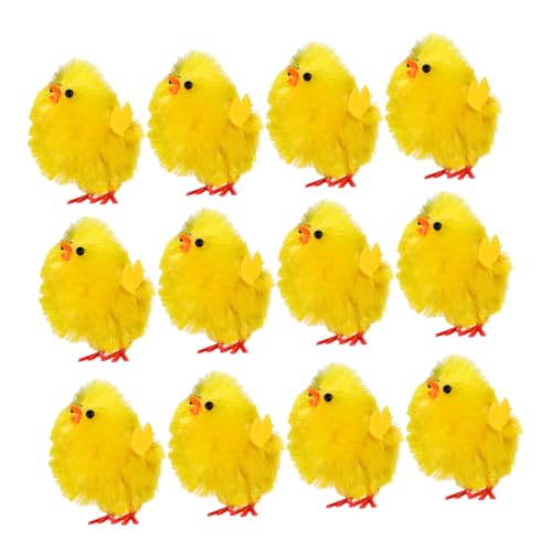 DECOMELODY 12 Stück Osterdekorationsküken Lustiges Küken Osterküken Partyspielzeug Ostereierfüller Osterornament Gelbe Chemiefaser Und Kunststoff von DECOMELODY