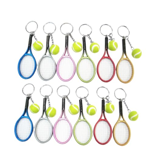 DECOMELODY 12 Stück Tennis-Schlüsselanhänger Dekoration Schlüsselketten -Jungen -Tennis Schlüsselanhänger mit Tennisbällen Sport PVC- hängende von DECOMELODY