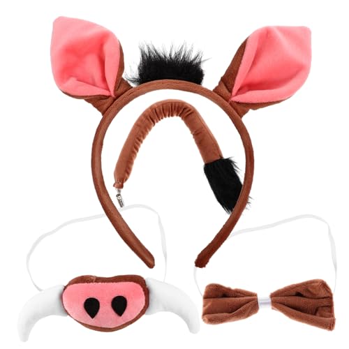 DECOMELODY 1Satz Schweineohren Kostüm für Tierische Verkleidung mit Stirnband Fliege für Karneval Halloween und Themenpartys von DECOMELODY