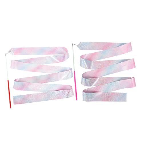 DECOMELODY 2 Stück -Bänder Turngeräte für Regenbogen Jugend rhythmisch Schleife gymnastikband tanzband Kindertanzband tanzfarbener Streamer Tanz-Streamer Polyester rot von DECOMELODY