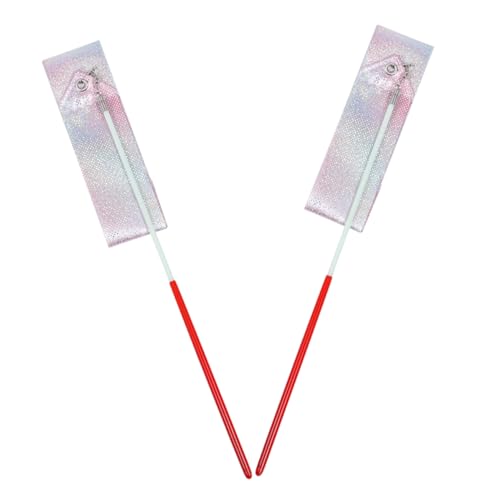 DECOMELODY 2 Stück Bänder für rhythmische Gymnastik Tanzbänder für Gymnastikband tanzende Luftschlangen Seide funkeln Band-Performance-Zauberstab Gymnastik-Trainingsbänder Polyester von DECOMELODY