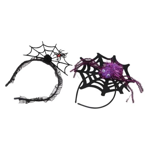 DECOMELODY 2 Stück Halloween Haarreif mit Lebensechtem Spinnennetz und Spinne Elastisch Passend für Damen und Herren für Kostüm und Mottoparty Halloween Cosplay Zubehör von DECOMELODY
