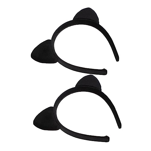 DECOMELODY 2 Stück Katzenohren Haarreif Schwarzes Süßes Cat Ear Headband Kreatives Stirnband mit Niedlichen Tierohren Dekoratives Haarschmuck Accessoire für Damen Party und Halloween von DECOMELODY