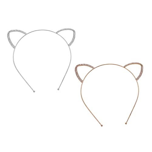 DECOMELODY 2 Stück Katzenohren Haarreif mit Strass Dekorative Haaraccessoires für Mädchen für Partys und Festliche Anlässe Bequem für Erwachsene von DECOMELODY