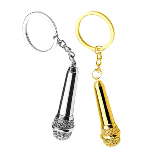 DECOMELODY 2 Stück Mikrofon Schlüsselanhänger Aufkleber Edelsteine Souvenir Schlüsselanhänger Mikrofon Schmuck Souvenir Mikrofon Schlüsselanhänger Mikrofon Geometrische Form von DECOMELODY