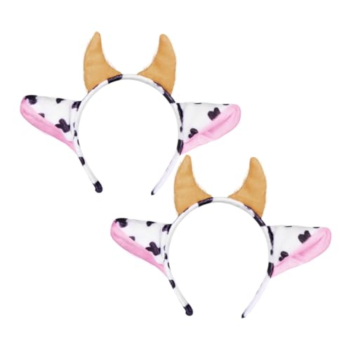 DECOMELODY 2 Stück Teiliges Party Haarreif Cartoon Kuhhörner Stirnband Niedlich und Bequem für Fasching Geburtstag Karneval Kostüm Haarschmuck Zubehör von DECOMELODY