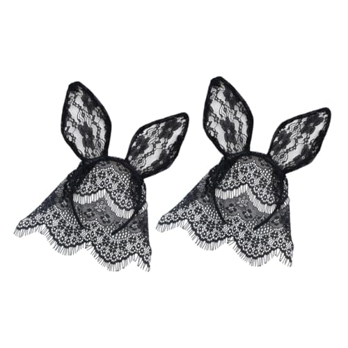 DECOMELODY 2 Stück Teiliges Spitzen haarband mit Hasen Katzenohren Schwarzes Veil cosplay accessoire für Party Halloween masquerade Festliches Stirnband für Damen und Mädchen DECOMELODY 2 Stück Teiliges Spitzen haarband mit Hasen Katzenohren Schwarzes Veil cosplay accessoire für Party Halloween masquerade Festliches Stirnband für Damen und Mädchen von DECOMELODY